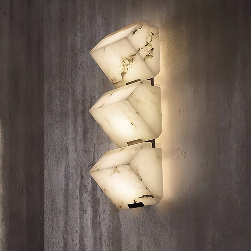 Spanish natural marble wall lamp new Chinese style villa hotel restaurant club lobby corridor bedroom bedside wall lamp