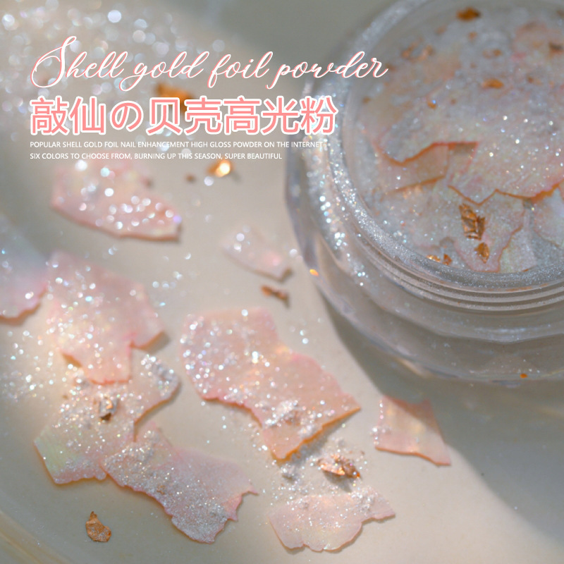 Nail diamond jewelry high-gloss fine powder shell stone polarized magic color mixed powder natural thin shell irregular nail patch Nail diamond jewelry high-gloss fine powder shell stone polarized magic color mixed powder natural thin shell irregular nail patch