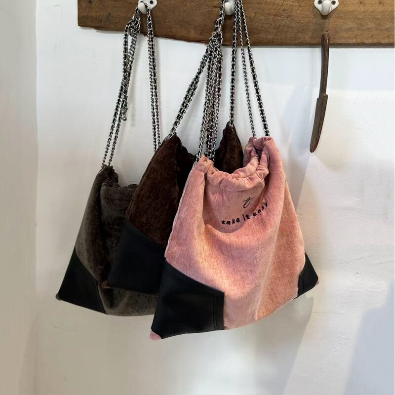 Garbage Bag Chain Tote Bag for Women 2025 New Fashion Commuter Shoulder Bag Genuine Leather Large Bag Large Capacity Bucket Bag
