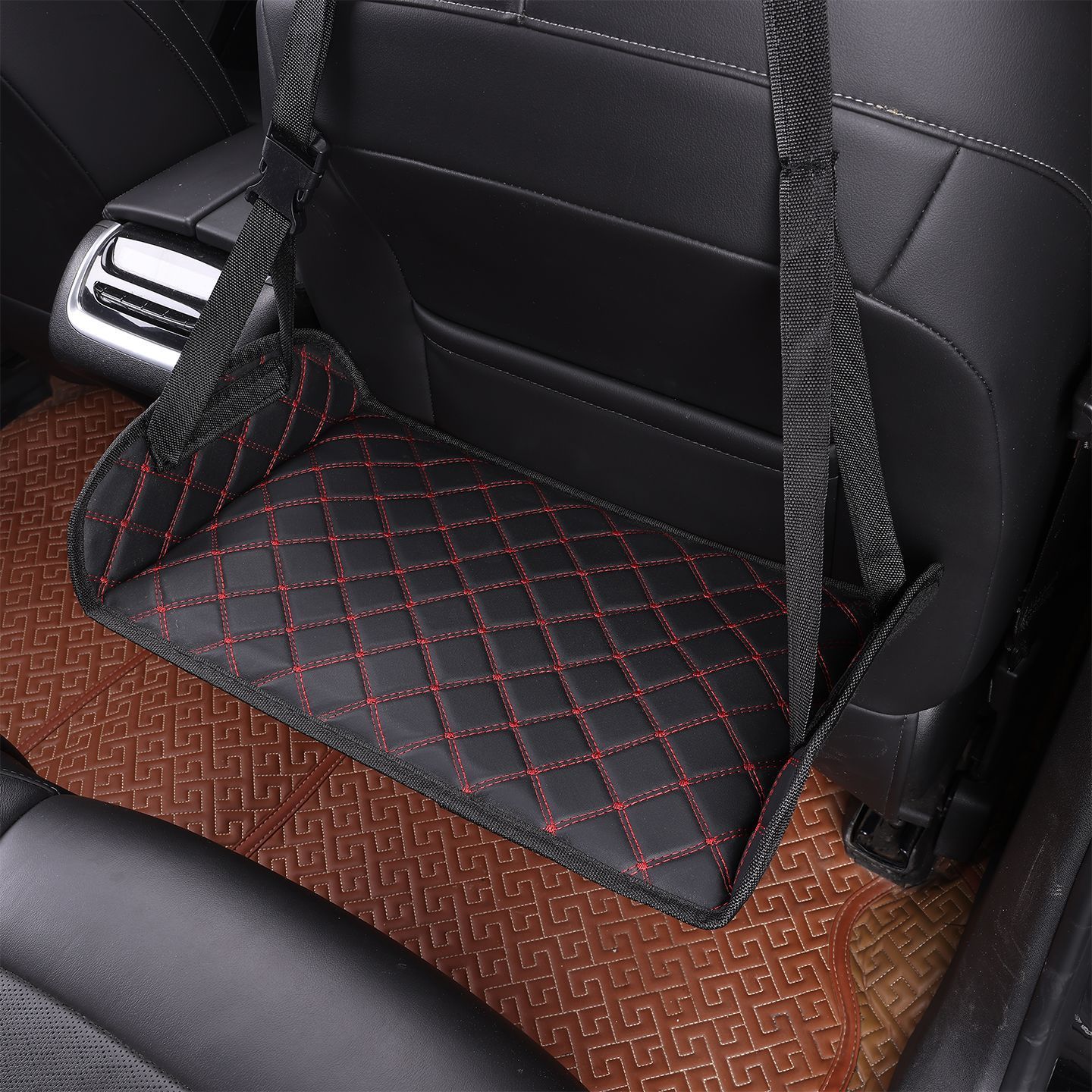 Other – Car Long-Distance Universal Foot Pad - leather-black-red