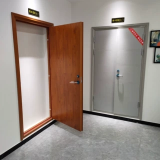 木纹钢制自由门 双向防火门 地弹簧门 生产厂家 尺寸可定制