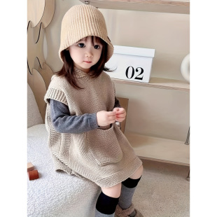 Z 34619 Kids Knit Hooded Vest Ůͯ�Bñᘿ��R�׿羳���uͨ