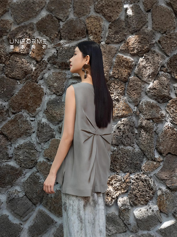 Xina シルク夏の新しいミニマリストスタイルの女性のスーツ女性のスカート 16 Mumi 電気紡績桑シルクベスト|undefined