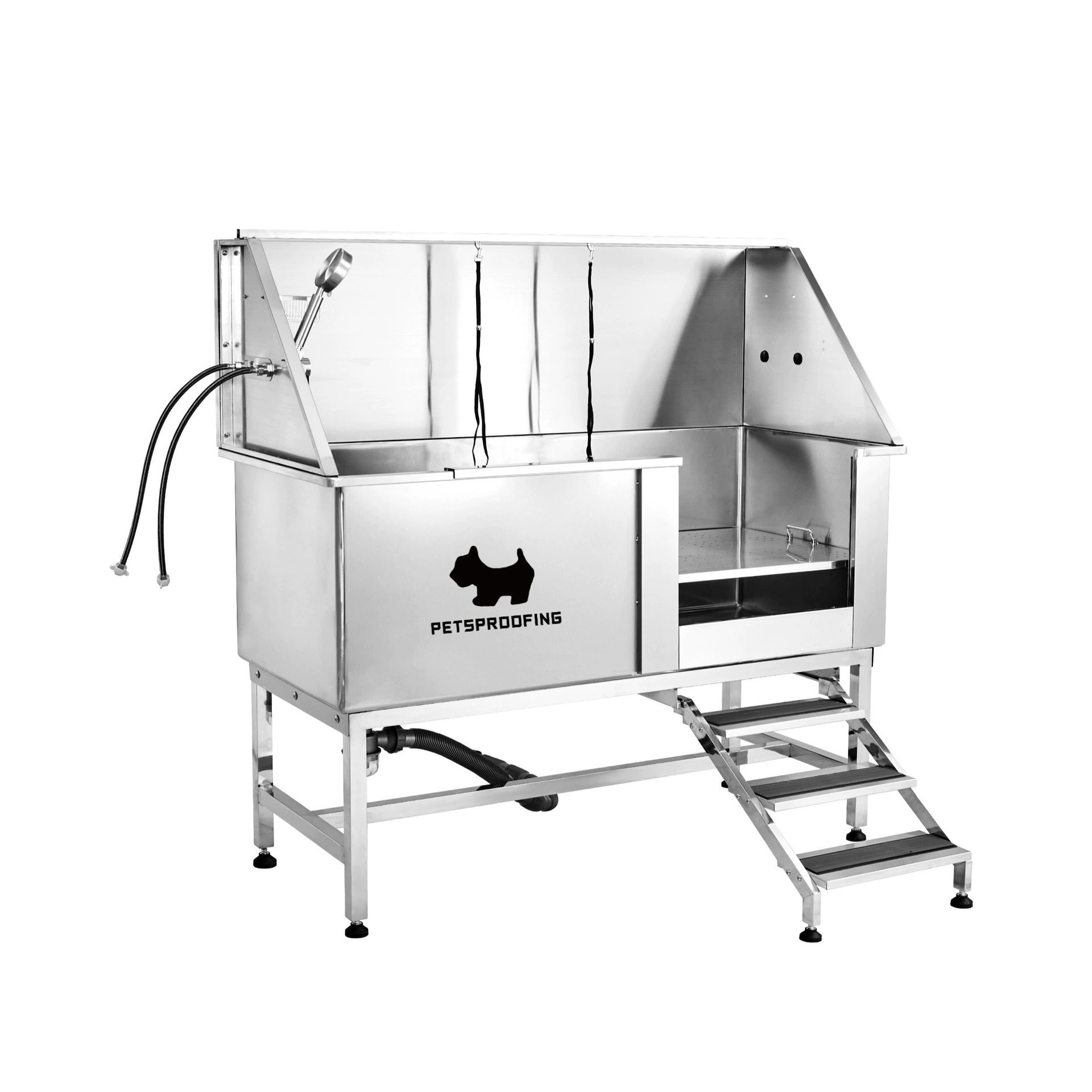 Коммерческий бассейн для купания животных из нержавеющей стали 62inch — специальная ванна для крупных и мелких кошек и собак, для зоомагазинов, груминга и купания.
