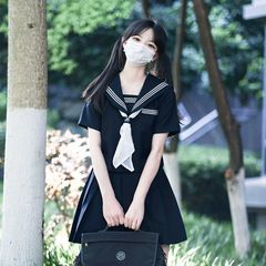 紺三本正規jkユニフォームスカート半袖夏服日系オリジナルセーラー服海軍アカデミー風ミドルウェアスーツ