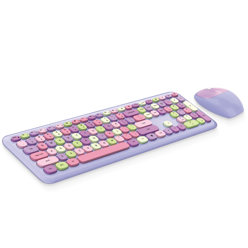 666无线键盘鼠标彩色口红女生朋克键盘办公套装跨境ebay亚马逊