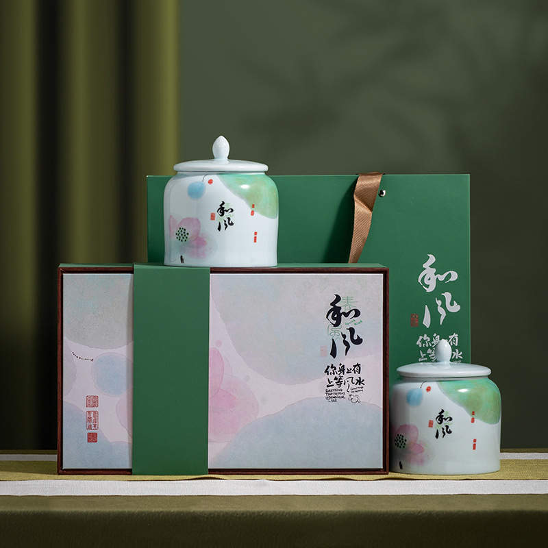 2025新款高档陶瓷罐茶叶包装盒空礼盒明前龙井碧螺春绿茶包装空盒