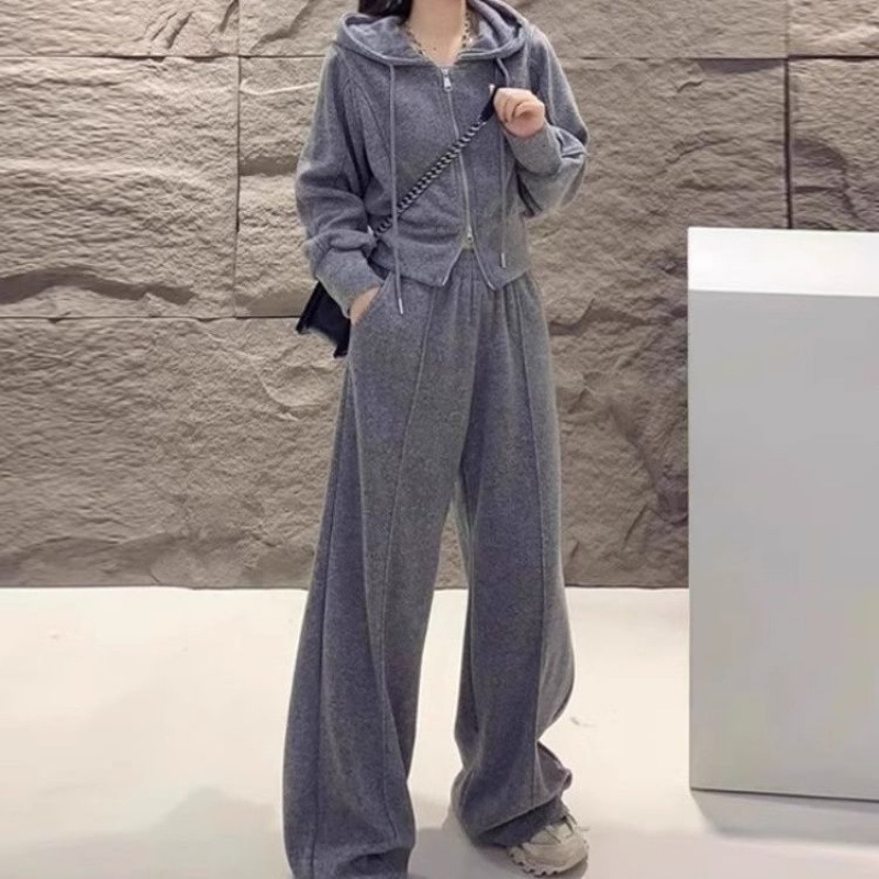 大码胖mm300斤女装秋季休闲运动套装女韩版感拉链外套两件套|undefined