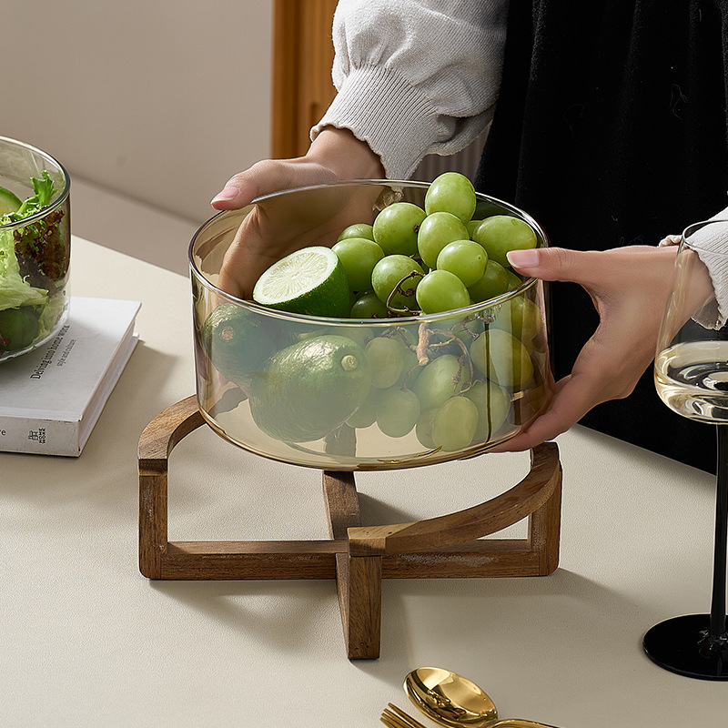 Plato de frutas de vidrio, ensaladera con estante, recepción del hotel, KTV, buffet, bocadillos de bienvenida en el hogar, almacenamiento de azúcar, maceta de frutas image 4