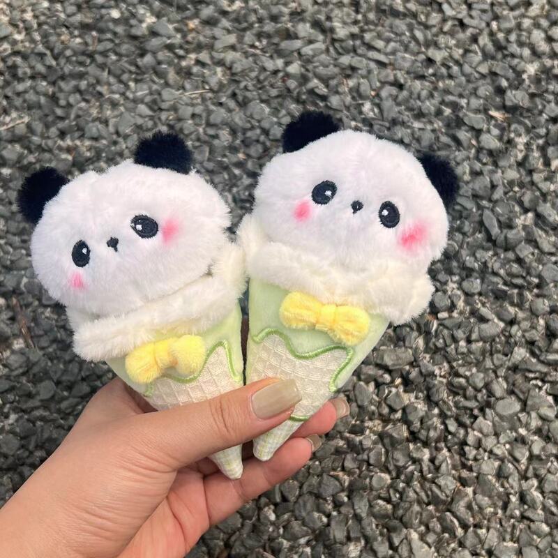 Cartoon Cute Panda Stuffed Doll Ice Cream Pendant Creative Car Key Accessories Small Ornament