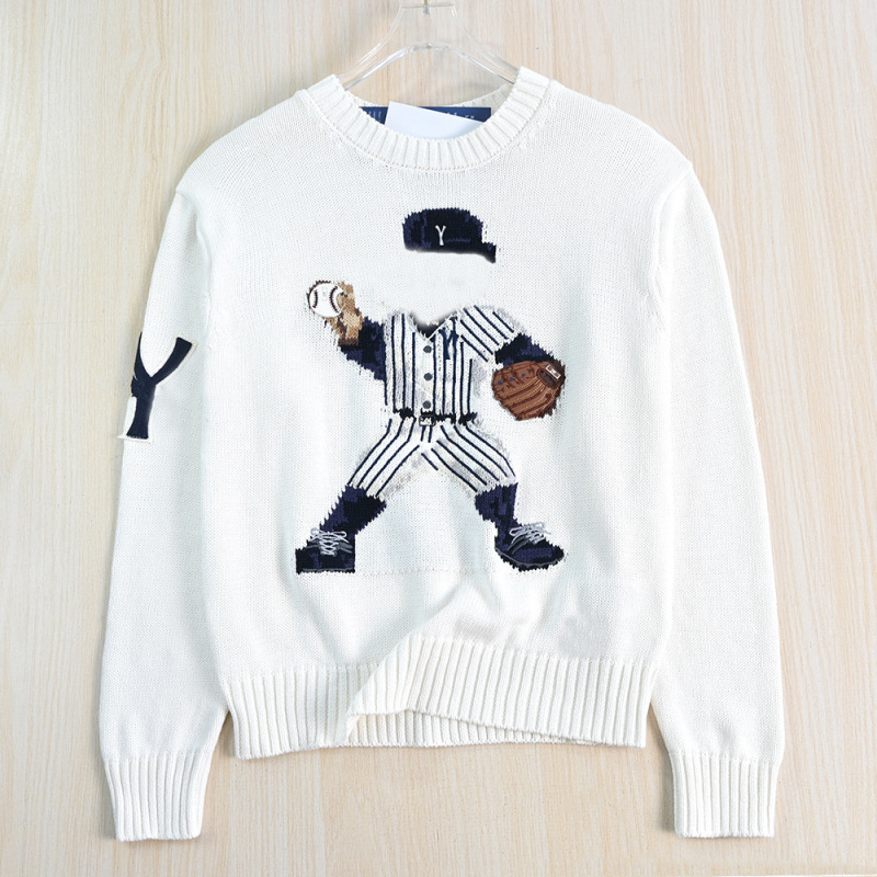 Siqi Women's Clothing 258/25 Autumn Classic Co-Branded Cartoon Bear Thick Needle Cotton and Linen Round Neck Long Sleeve Knitted Sweater