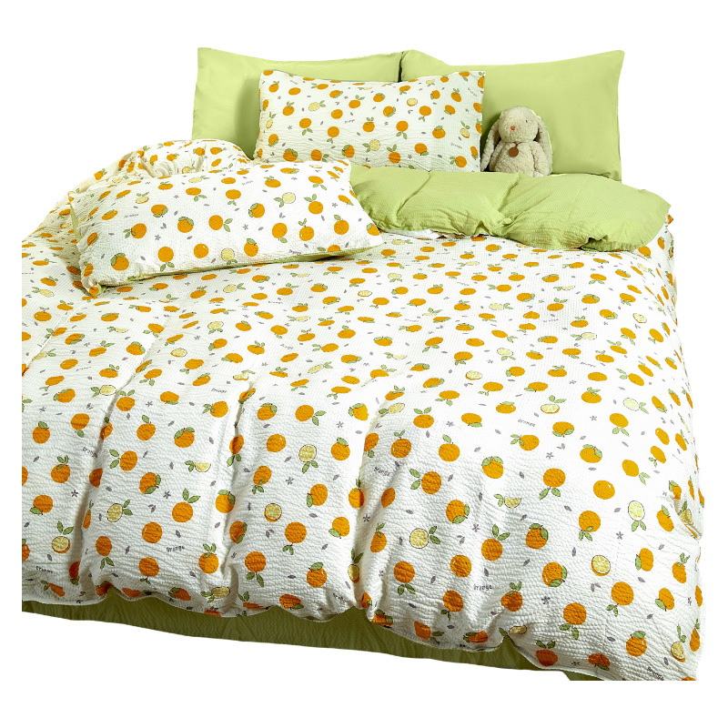 Washed Cotton Gauze Bedding Set Double Layer Duvet Cover Sheets_voghion.com