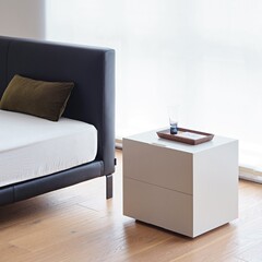 Coconordic | vem minホワイトベッドサイドキャビネット北欧日本式多色原木現代寝室収納サイドキャビネット