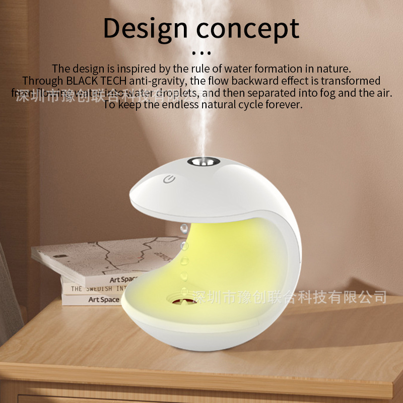 GH10 anti-gravedad humidificador gota de agua contracorriente contragravedad contracorriente ondas sonoras atomización compañero de invierno silencioso