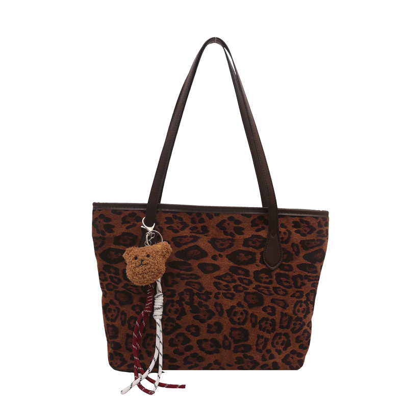 2024 nuevo otoño y invierno de gran capacidad de transporte de hombro relajado bolso de brazo retro moda leopardo bolso de mujer