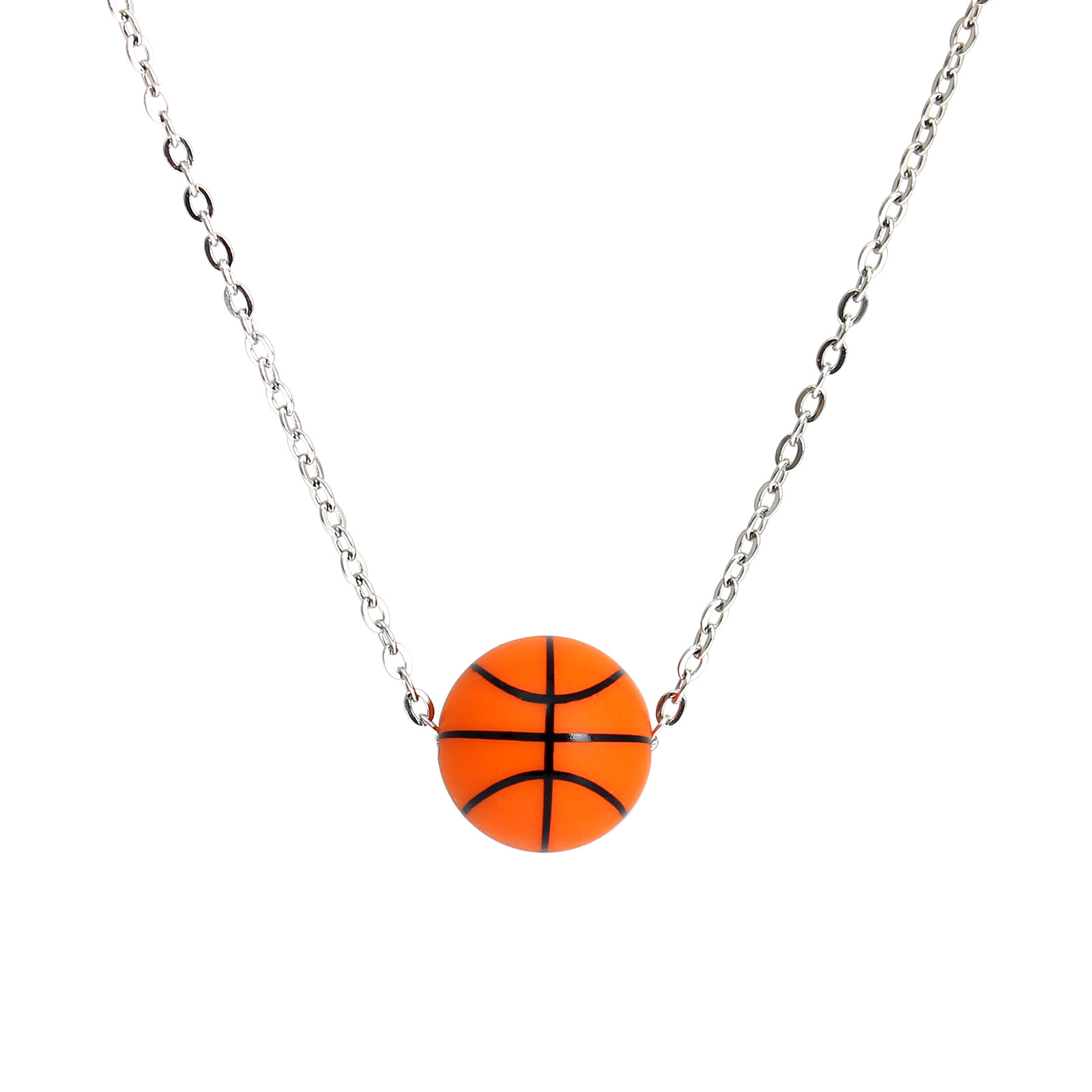 Simple Style Basketball Stainless Steel Silica Gel Pendant Necklace display picture 8