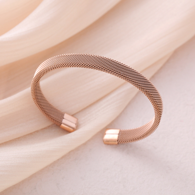 Daily Occasion C Shape Solid Color Stainless Steel INS Style Simple Style Cuff Bracelets