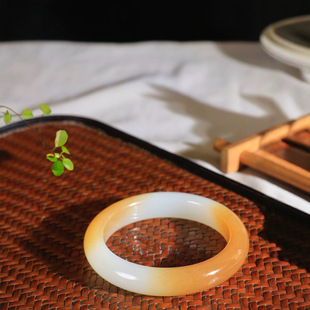 Jin Yu Tang Xinjiang Hetian Jade Collection Grade Pin Hetian Jade Sugar White Jade Bracelet Poetic Rain Lane Meet