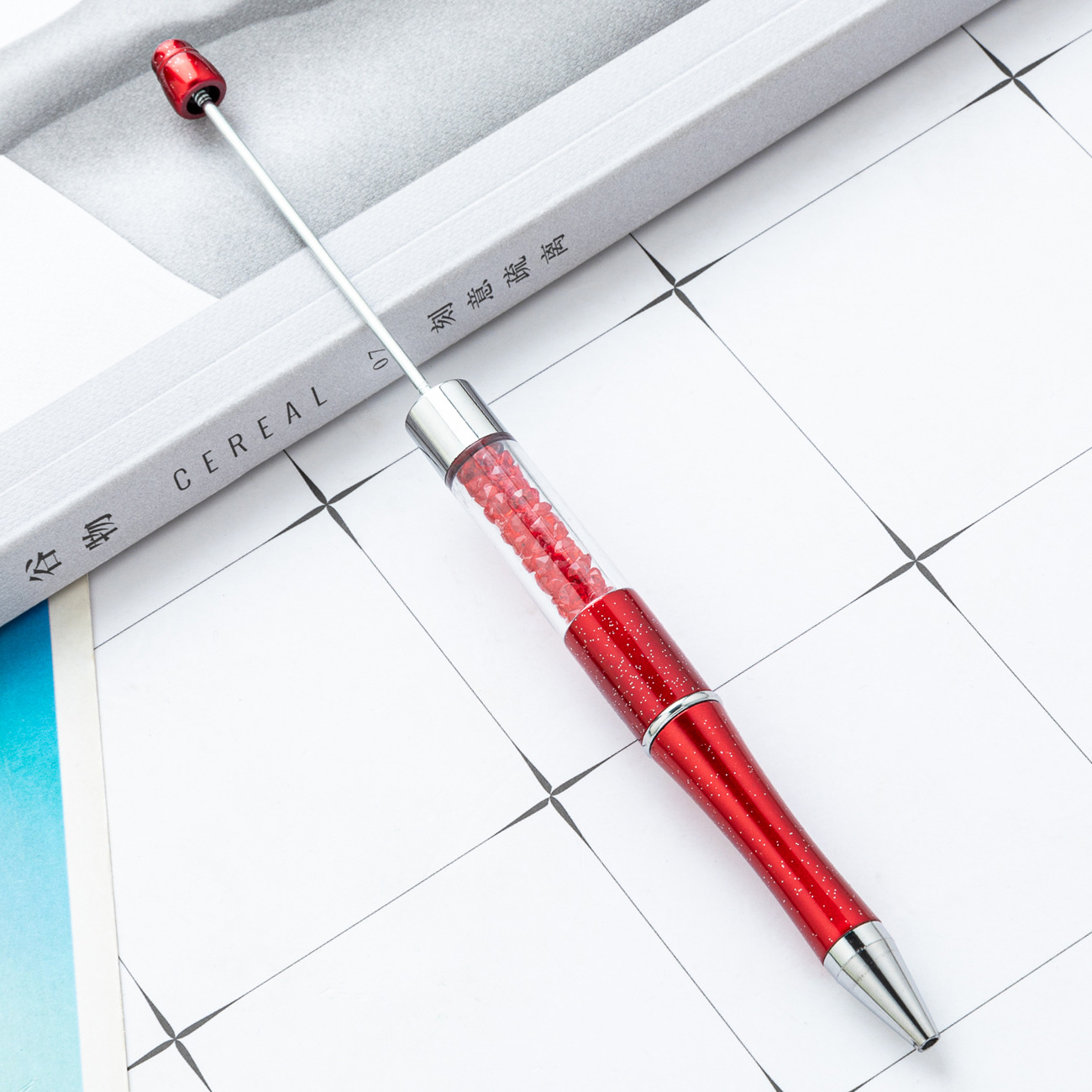 Bolígrafo con cuentas de cristal de bricolaje bolígrafo con cuentas de plástico giratorio multicolor bolígrafo de regalo publicitario creativo al por mayor