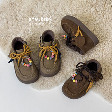 2025年秋季新款儿童时尚串珠复古磨砂袋鼠鞋