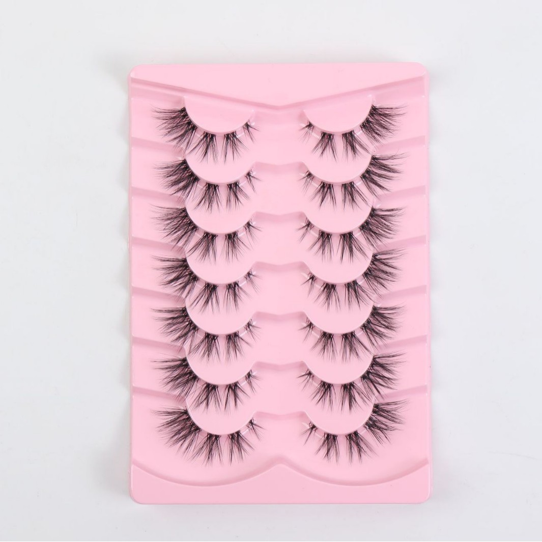 Fabricantes caliente de empuje europeo y americano transfronterizo pestañas postizas Fox serie oblicua de una pieza pestañas de fibra química de tallo transparente