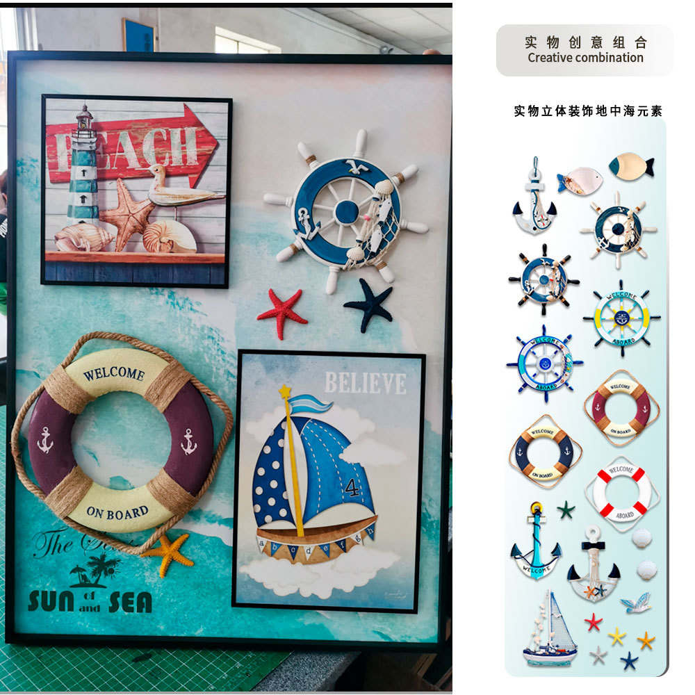 Estilo Mediterráneo colgante pintura tridimensional pintura real moda pintura decorativa sala de estar comedor pasillo colgante pintura dormitorio mural