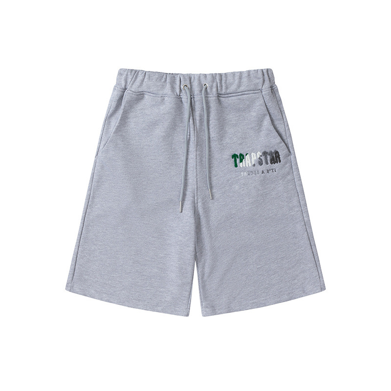 American Trapstar Letras Blanco Azul Toallas bordadas Casual Shorts Hombre y Mujer Deportivo Pantalones Marca image 8