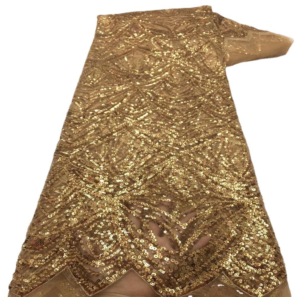 Nueva tela de encaje bordado multicolor industria pesada tubo de cuentas bordado DIY vestido de novia vestido de noche accesorios JX1979