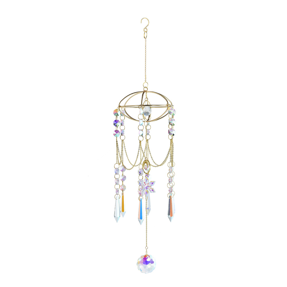Fabricante de carga transfronteriza JOJO diseño decoración de ventana colgante planeta acrílico copo de nieve sol receptor cristal campanilla de viento