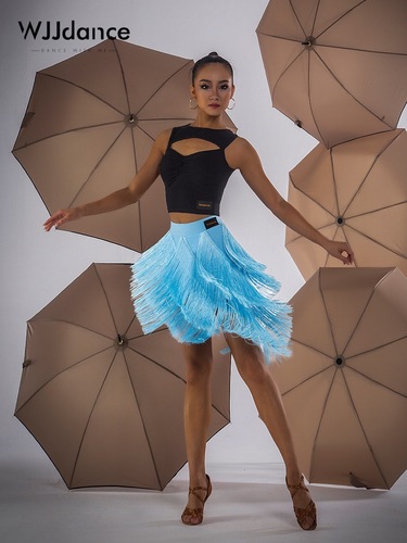 Latin dance skirt for women  new diagonal multi-layer tassel diagonal hem skirt national standard practice uniform