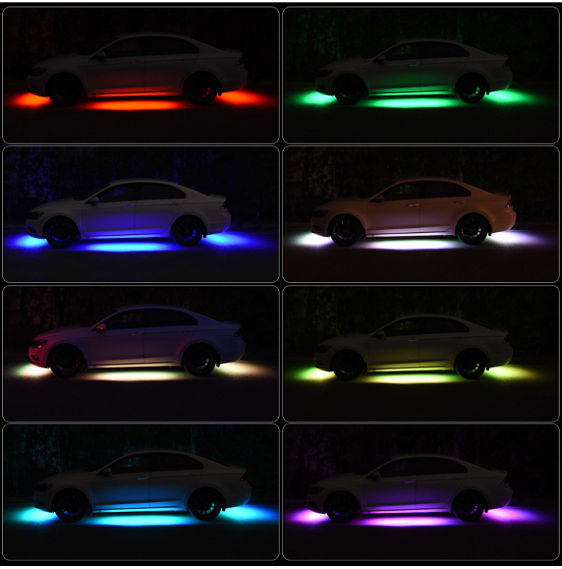 Car Chassis Light Decoration, Colorful Voice-Controlled Atmosphere Light, High-Brightness Modified Car Bottom Light, Waterproof Flash Led Streamer Light