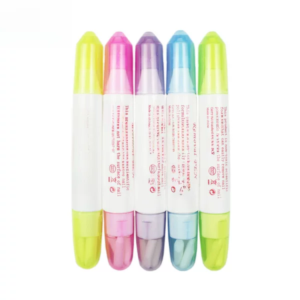 Manicure Nail Polish Remover Pen 5 Colors, Nail Polish Remover Correction Pen, Finger Edge Decontamination Pen, Cleaning and Labeling Logo