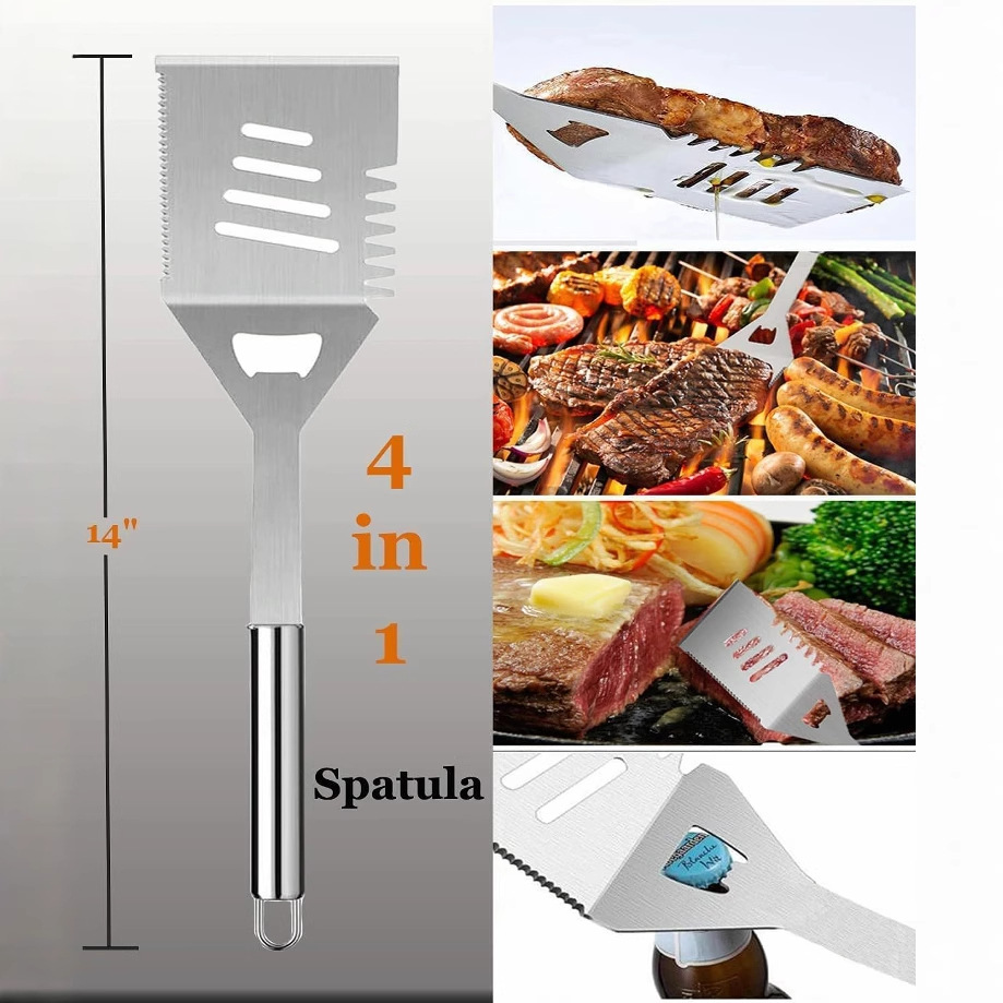 Fabricante transfronterizo de Amazon Spot de acero inoxidable BBQ herramientas para acampar al aire libre barbacoa juego de cuchillo de clip de pala