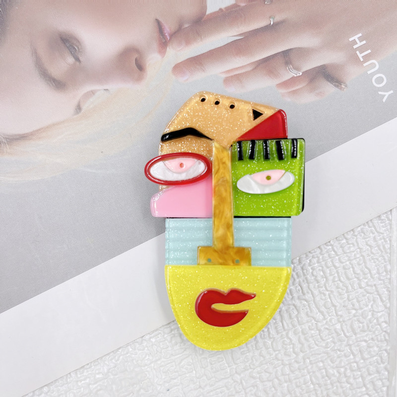 Abstract Pattern Cartoon Style Pin Abstract Arylic Patchwork Women'S Brooches