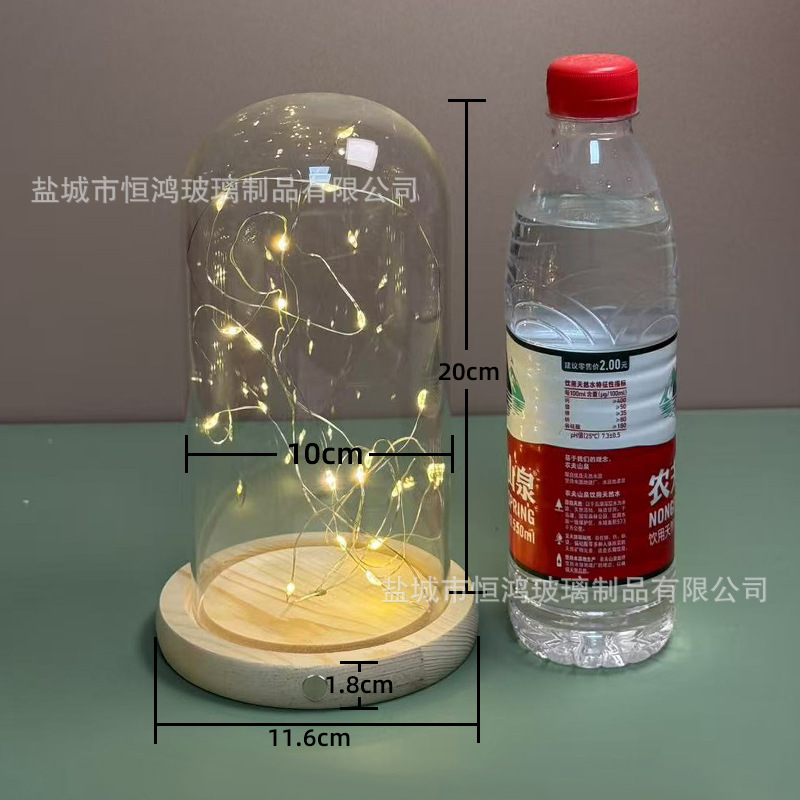 海胆永生花干花侧面触摸开关玻璃罩子底座带灯展示盒手办创意|undefined