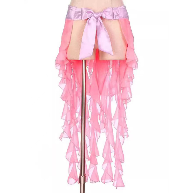 Belly dance nine-tailed fox hip scarf, Indian dance chiffon belt, tie-up waist scarf, Saimi waist chain, wide waist belt accessory