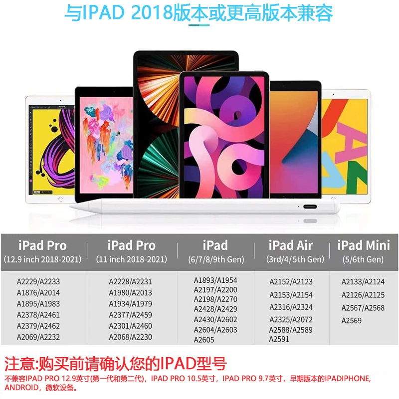 Емкостная ручка против случайных касаний, совместимая с Apple Pencil для iPad, сенсорный стилус, может притягиваться магнитом