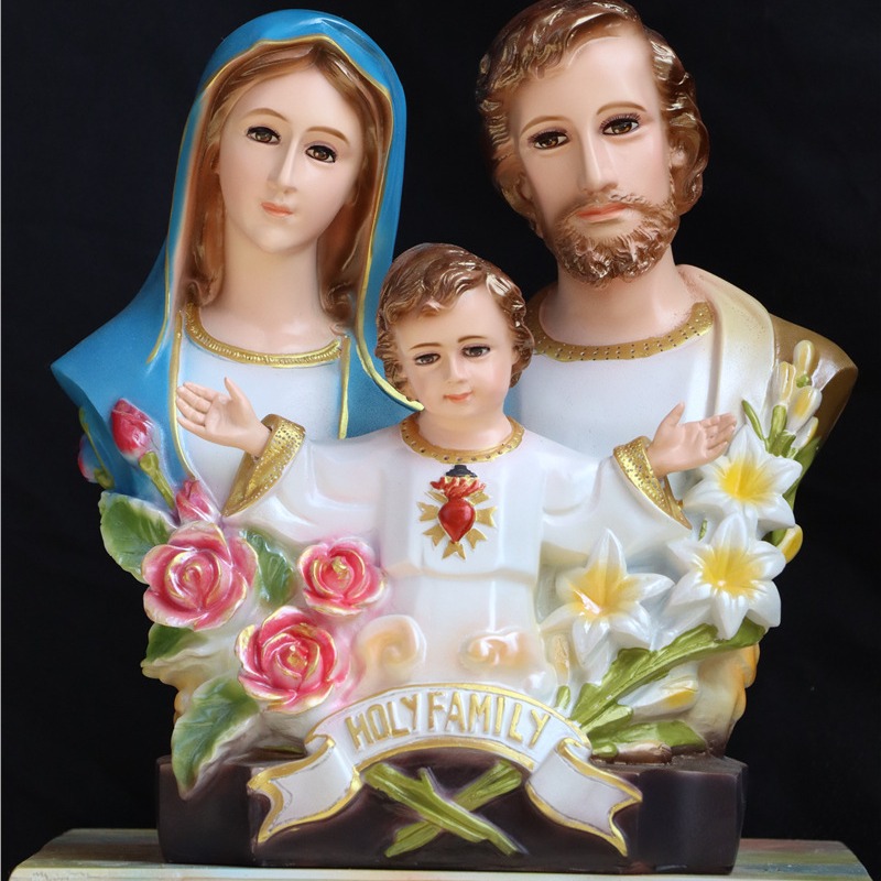 Transfronterizo 33cm busto familia tres adornos de resina iglesia gabinete de televisión escultura de escritorio artesanía 30 - 40