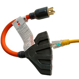 供应美规三芯防水连接线电源线插头公母对插带盖子美标电源延长线