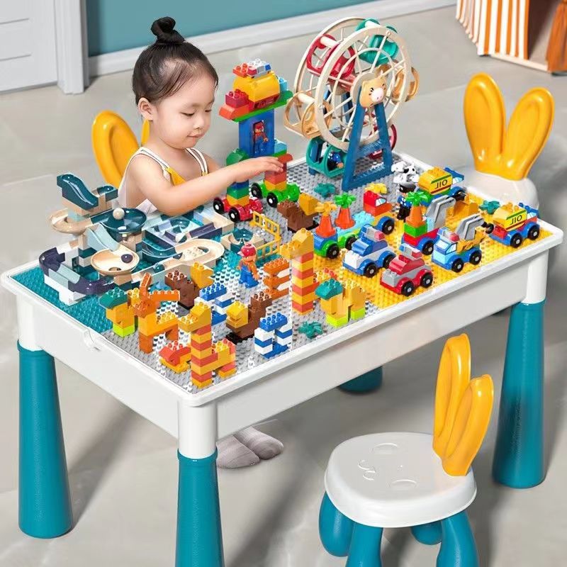 Building block table children's multi-functional toy table large particles assembled boys 4 girls 5 three-dimensional puzzle 3 to 6