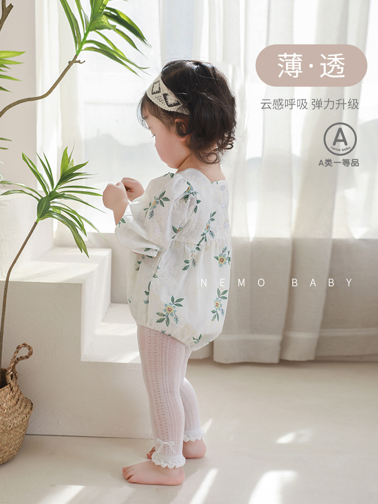 2024 verano nuevas niñas leggings malla fina Bebé Pantalones recortados arco princesa blanco danza Pantalones