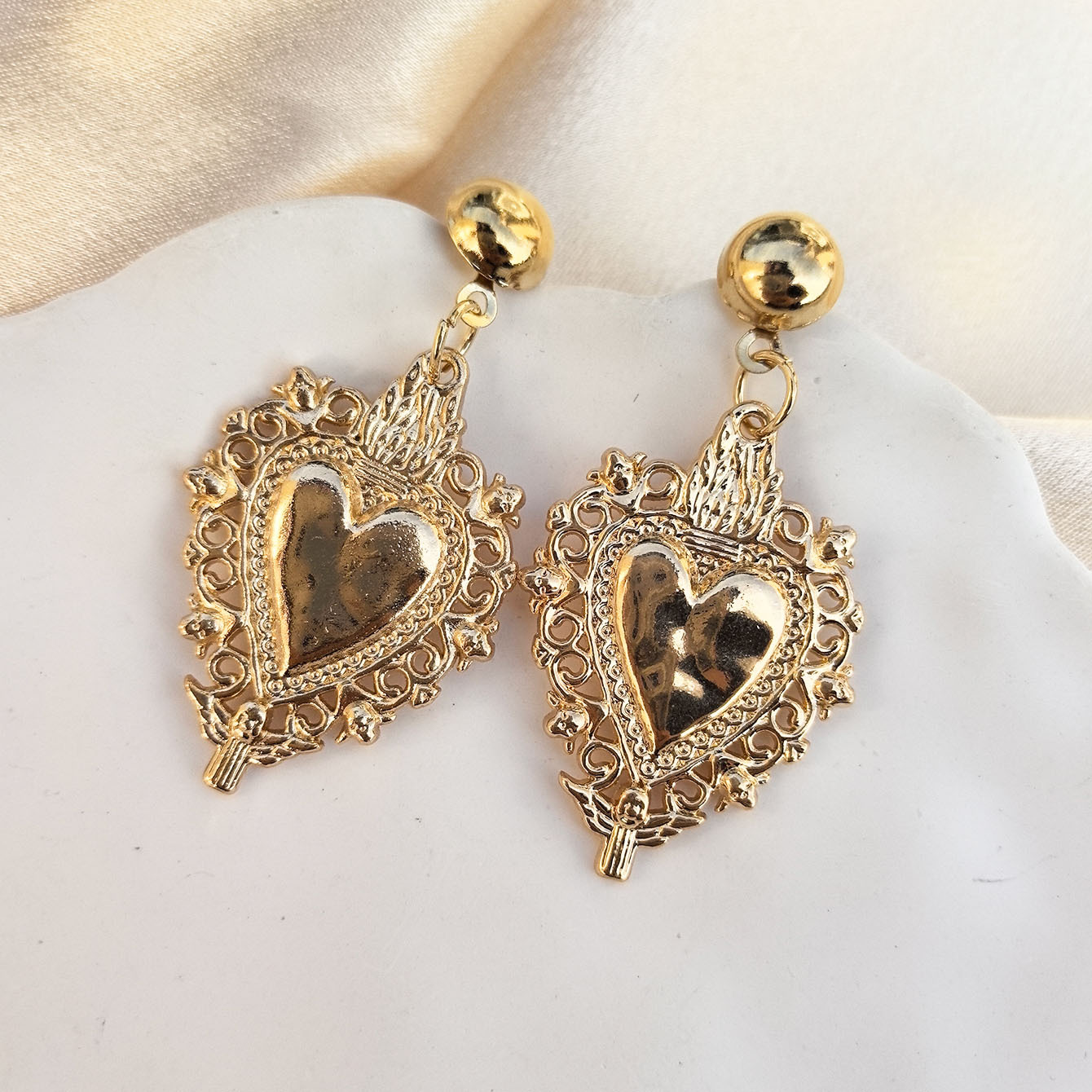 Drop Earrings Classification 1 Pair IG Style Heart Shape Pineapple Plating Zinc Alloy Drop Earrings