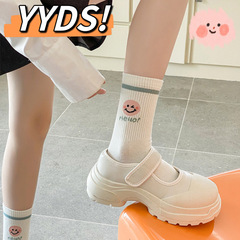 襪子女秋季日系可愛中筒襪四季薄款拼色卡通女襪子網紅個性潮棉襪
