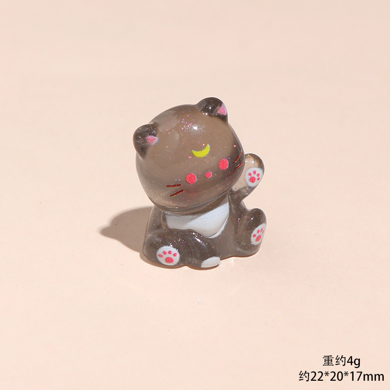 卡通夜光坐立露娜猫咪动物树脂小摆件diy钥匙扣挂件桌面车载摆件|undefined