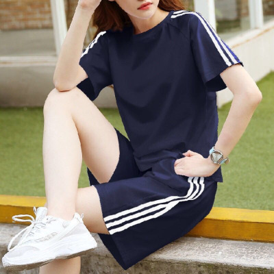 Casual Sportswear Suit Female Summer Running Short-sleeved T-shirt Shorts Two-piece Student Sports Test Track Suit