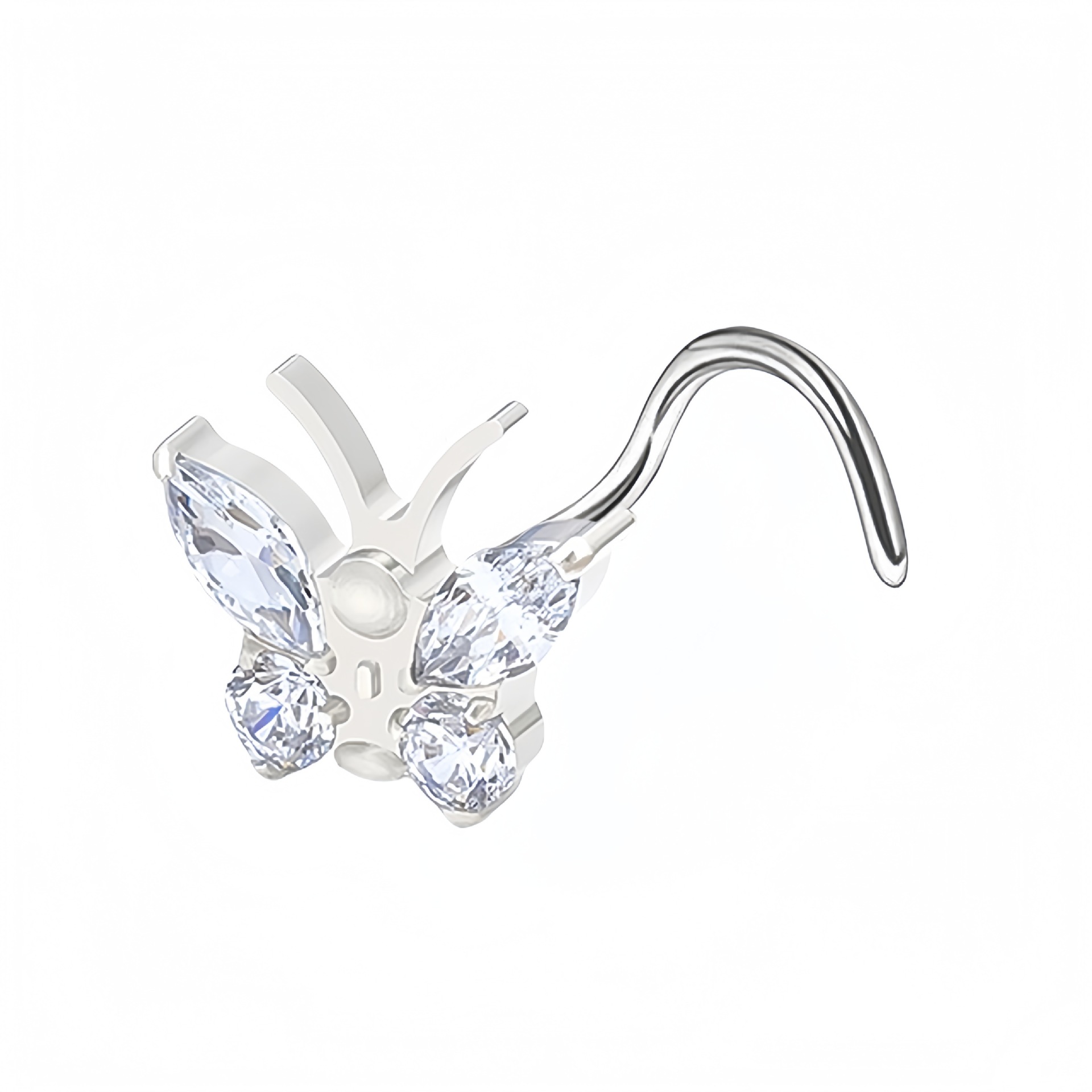 Piercing nez cerise en acier inoxydable avec zircon brillant_voghion.com