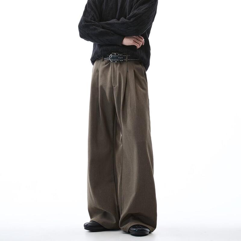 Spring and Summer [High-End Version] Three-Dimensional A-Line Silhouette Pleated Flared Trousers Loose Fit Cleanfit Casual Pants