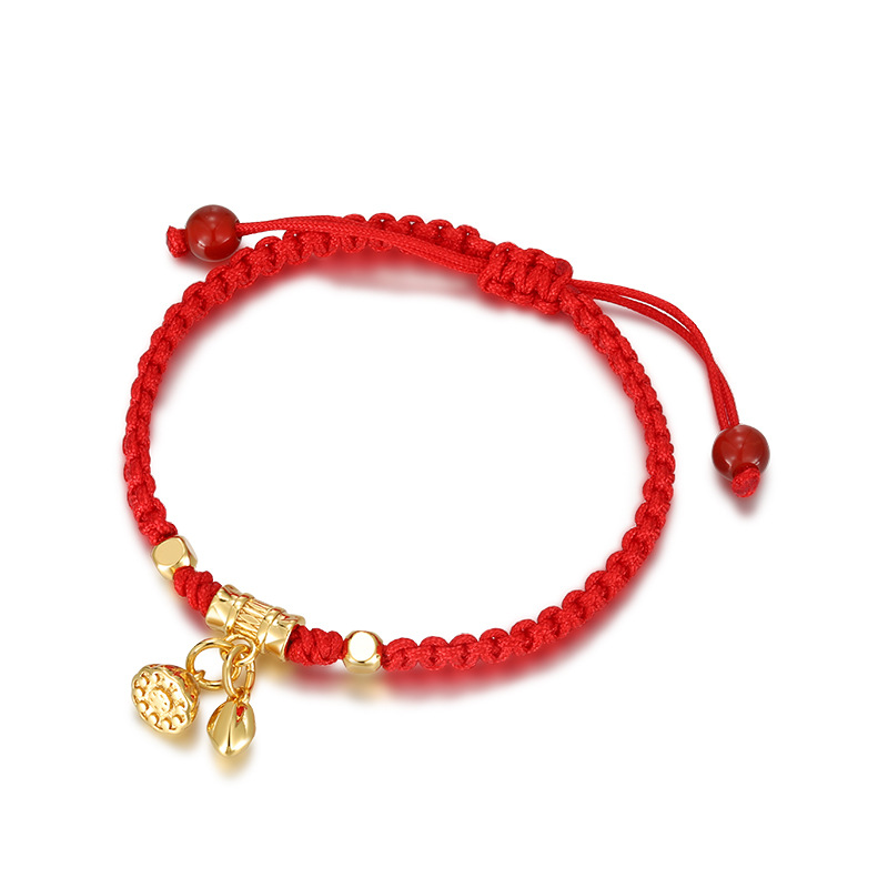 Xuping lótus bordilla tejida a mano pulsera de cuerda roja simple clásica extraíble ajustable joyería del año del caballo al por mayor mujeres