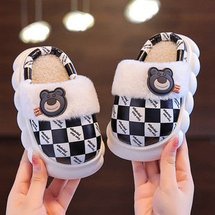 Children's Cotton Slippers Winter 2024 New Boys' Indoor Home Non-slip Warm Boys' Baby Plush Cotton Slippers for Women