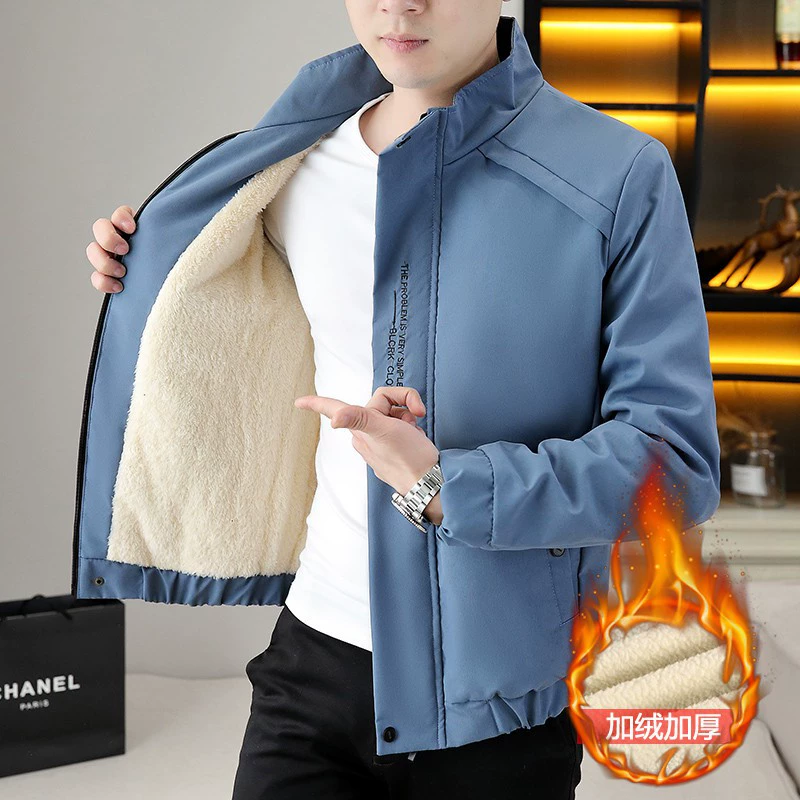 2023 цельная доставка, новая утолщенная Мужская молодежная теплая куртка на флисовой подкладке-квадрат удачи 1224